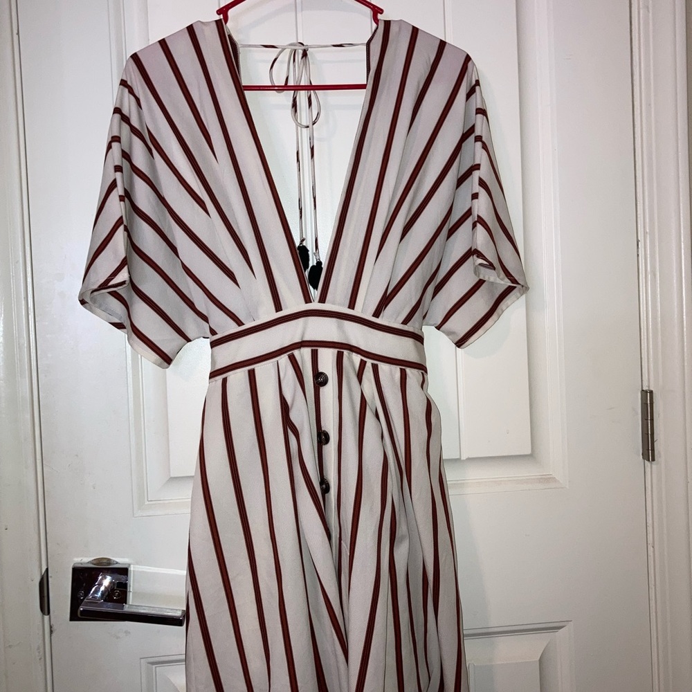 Striped V-neck Spring/Summer Short Dress